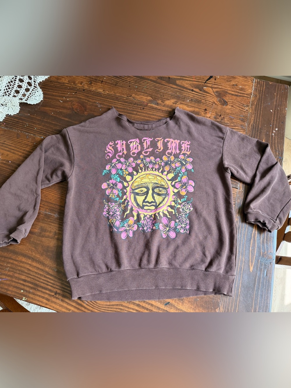 Sublime Graphic Crewneck with Pink Logo & Floral Print